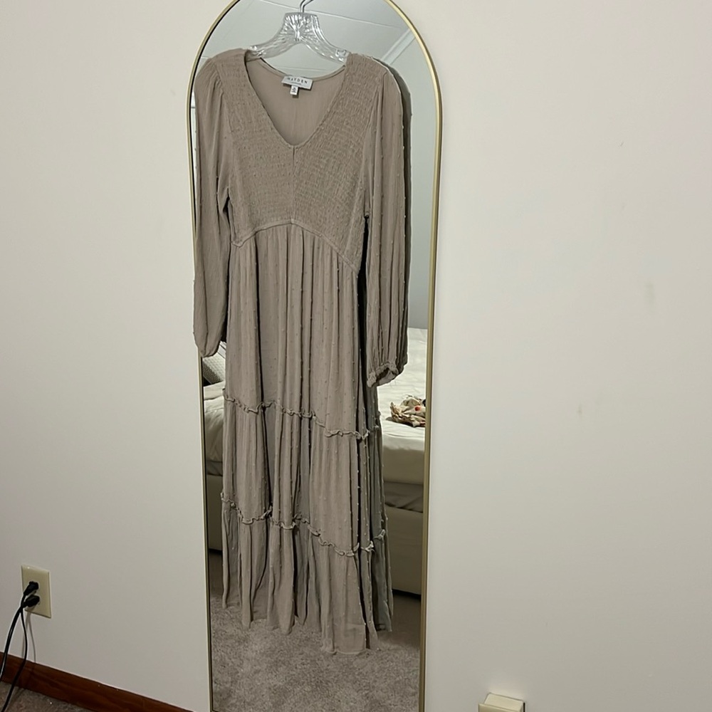 Tan Baltic Born Maxi Long Sleeve Dress